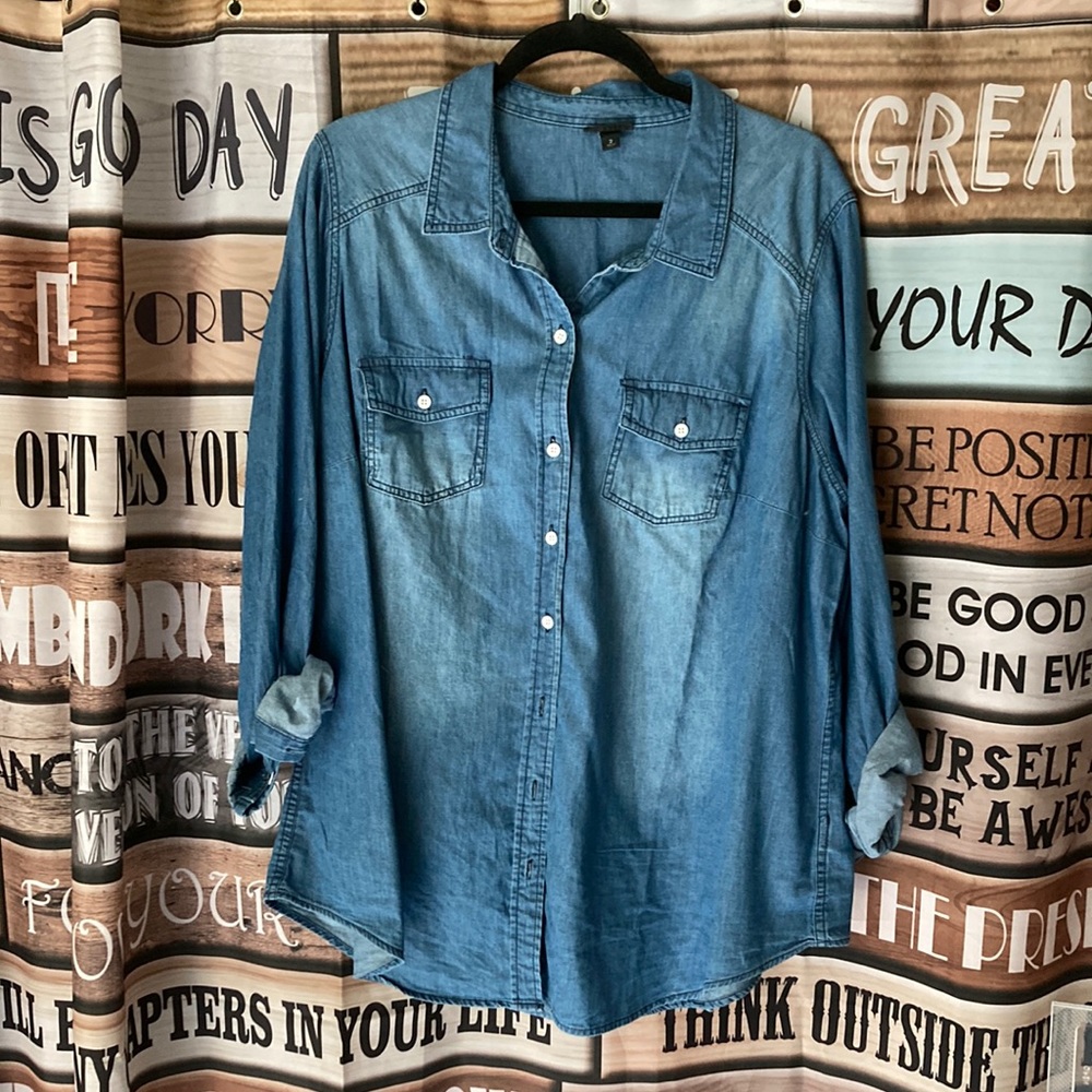 Torrid Brand Denim Button Down Shirt, Size 2